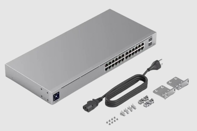 UBIQUITI Layer 2, PoE switch with (24) GbE RJ45 ports, including (16) 802.3at PoE+ ports, and (2) 1G SFP ports