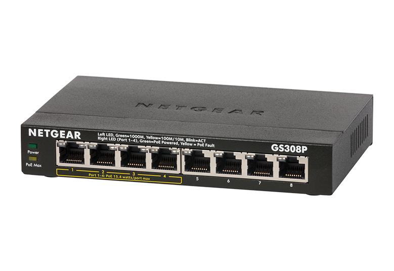 netgearGS308P — 8 Port Gigabit Ethernet Unmanaged Switch with 4-Port PoE